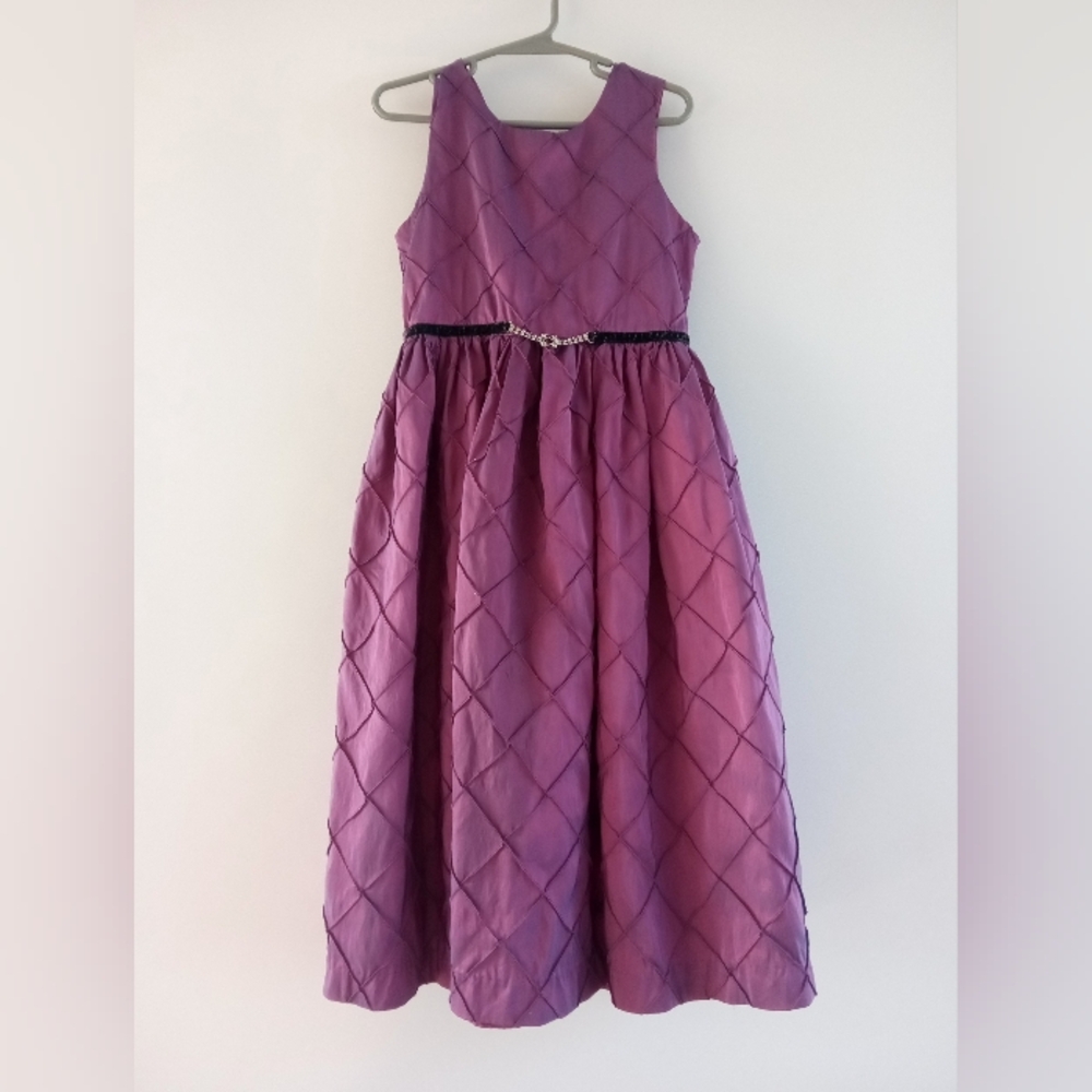 Perfectly Dressed Girls Purple Pintuck Tulle Ball Gown Dress, Size 7